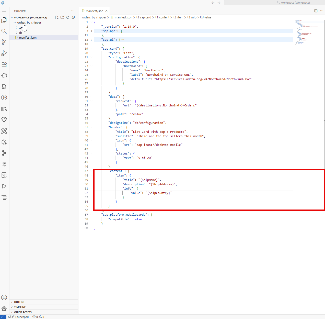 Image depicting manifest.json file โ replace content section